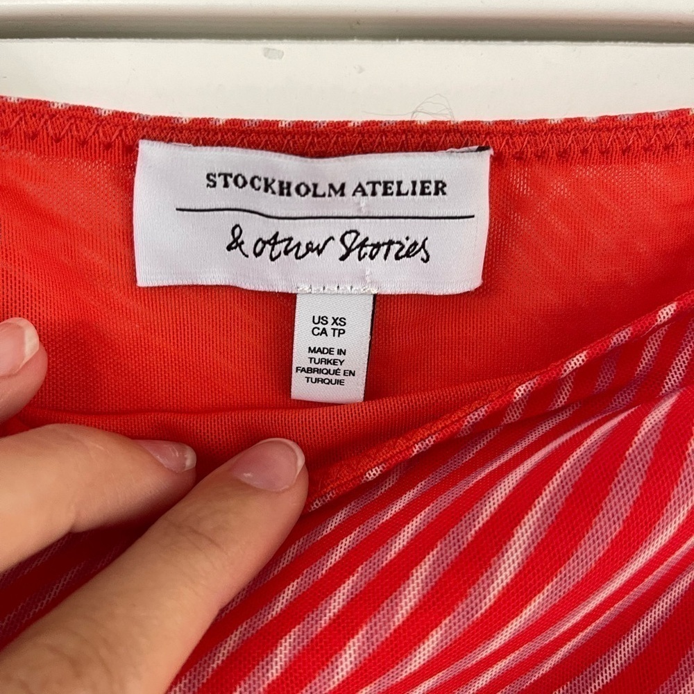 & Other Stories Mesh Skirt/Top Set in Red Wavy Print - XS/S - Picture 3 of 4